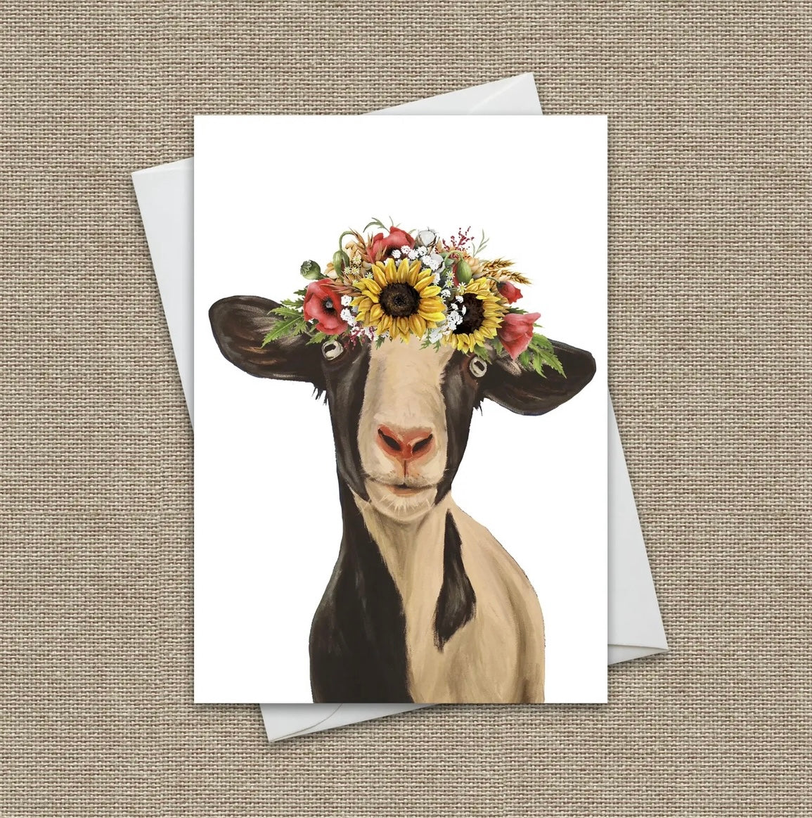 Sunflower Goat Card Greeting Card