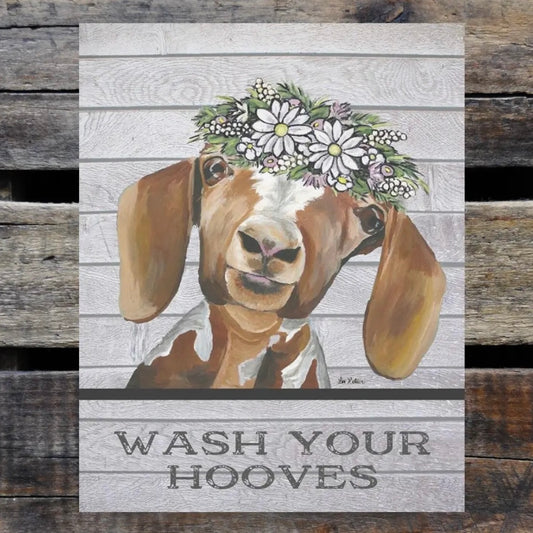 Metal Goat Sign 'Wash Your Hooves'