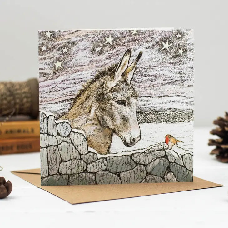 Donkey and Robin Greeting Card