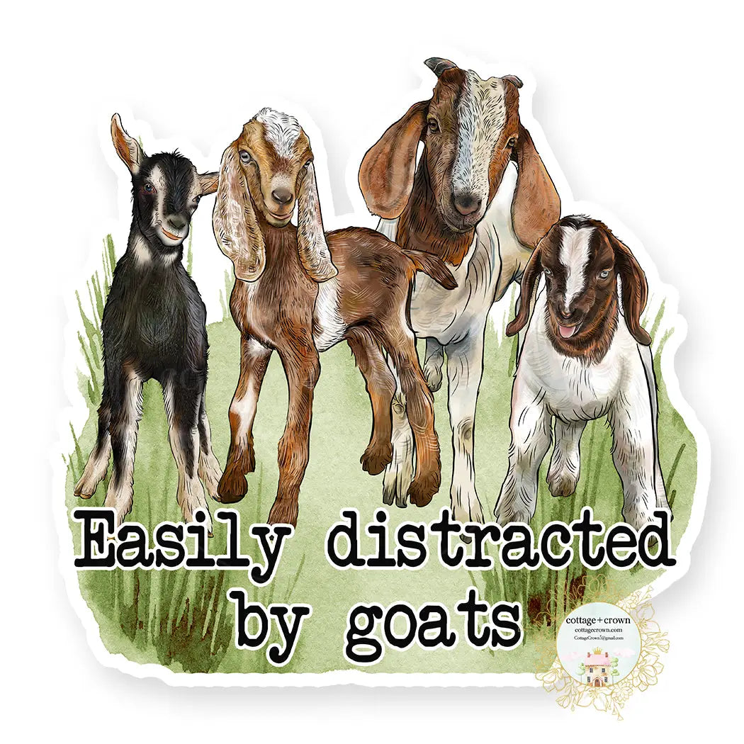 Easily Distracted By Goats Vinyl Decal