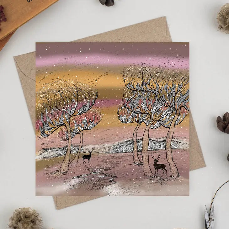 Stags By the River Greeting Card