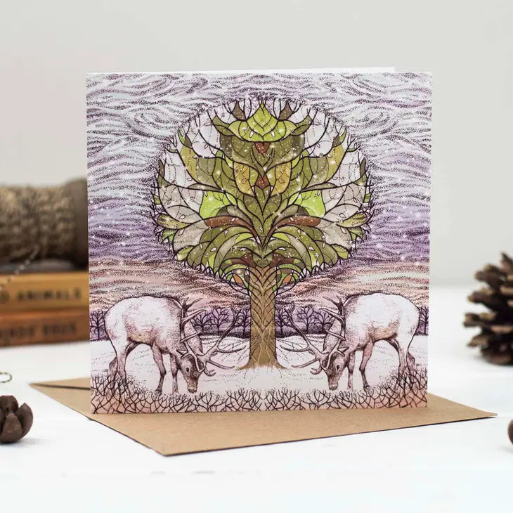 Stags Under Tree Greeting Card