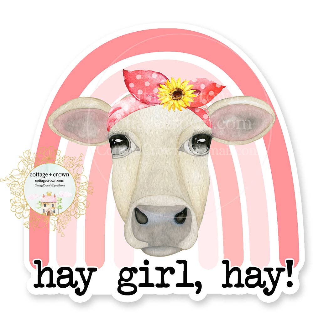 Cow Hay Girl Hay Vinyl Decal Farm Sticker