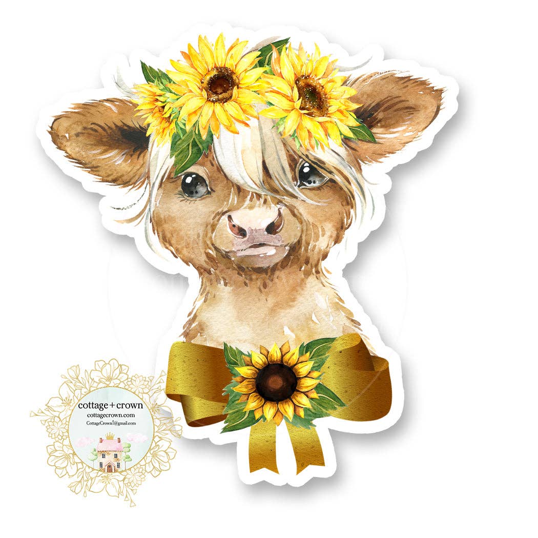 Cow - Sunflowers Farm Animal Farmhouse Vinyl Decal Sticker